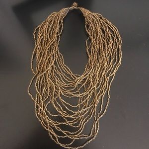 Beautiful gold beaded layered long necklace